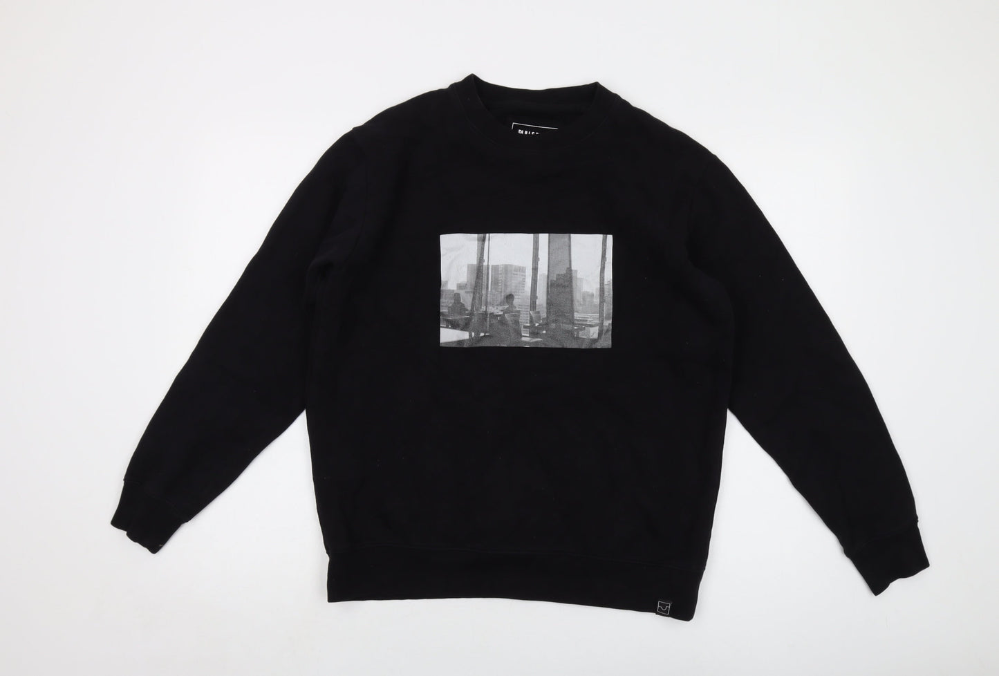 Mens UK Size S Pull&Bear Black Pullover Sweatshirt