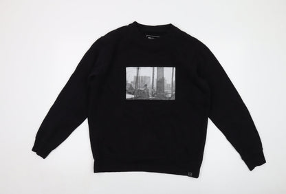 Mens UK Size S Pull&Bear Black Pullover Sweatshirt