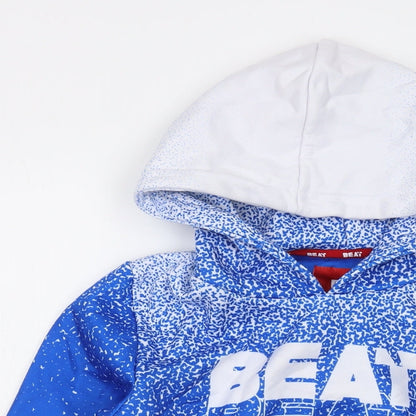 Boyz Club Boys Blue Geometric Polyester Pullover Hoodie Size 11-12 Years Pullover
