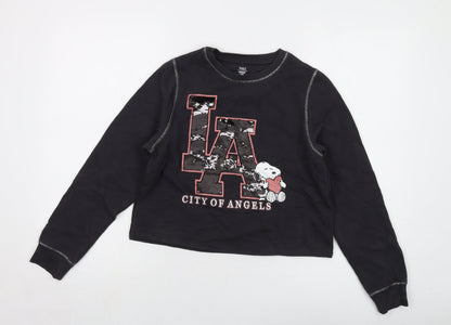 Peanuts Girls Grey Cotton Pullover Sweatshirt Size 12-13 Years Pullover