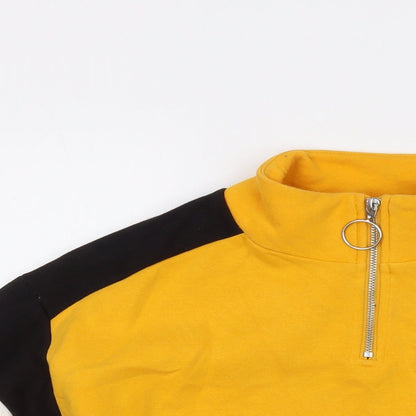 H&M Womens Yellow Cotton Pullover Sweatshirt Size M Zip