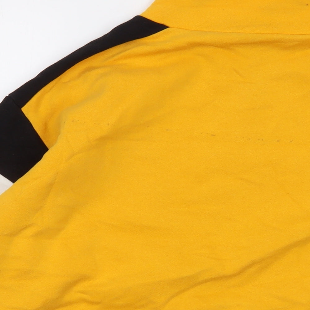 H&M Womens Yellow Cotton Pullover Sweatshirt Size M Zip
