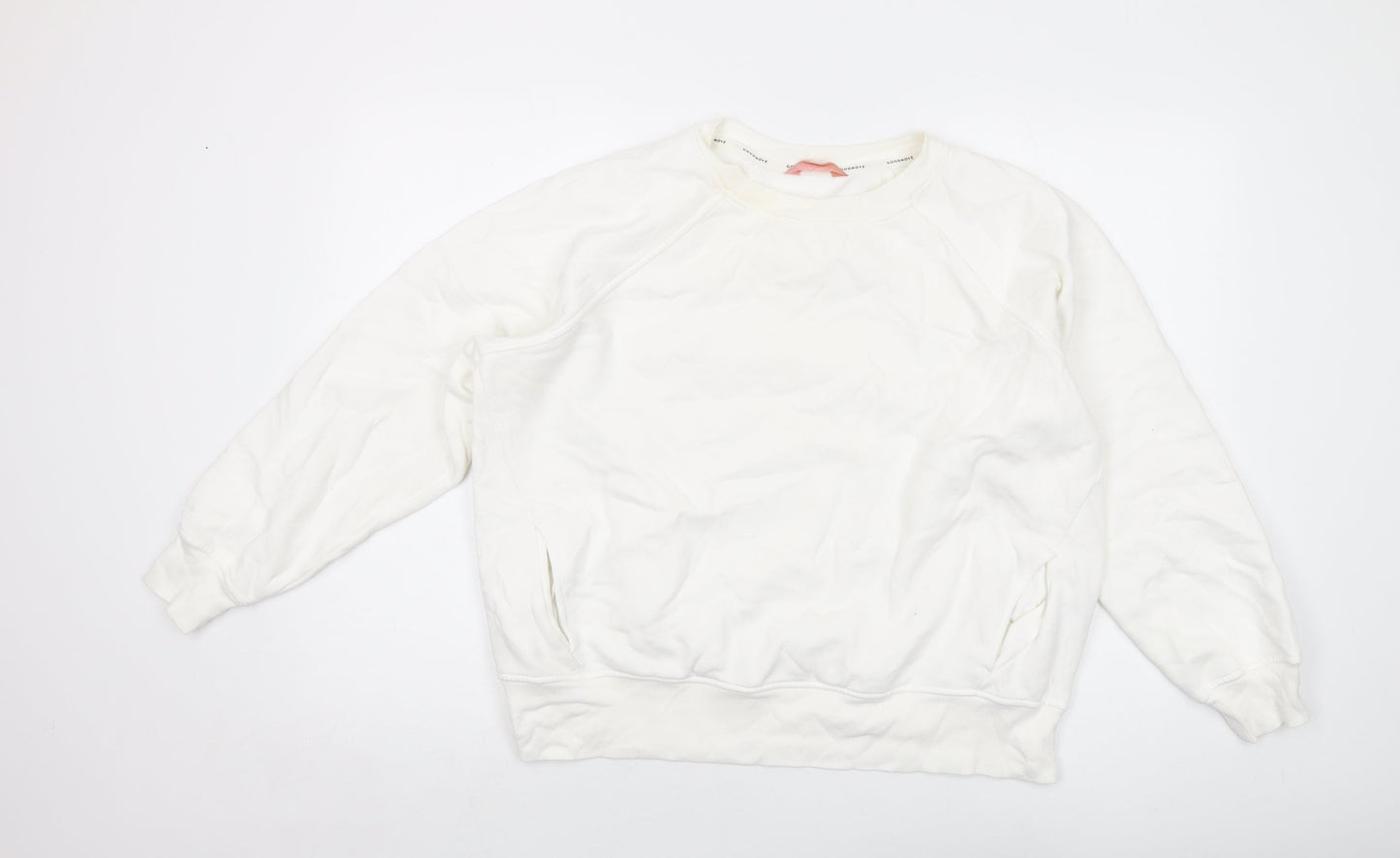 GOODMOVE Womens White Cotton Pullover Sweatshirt Size 16 Pullover