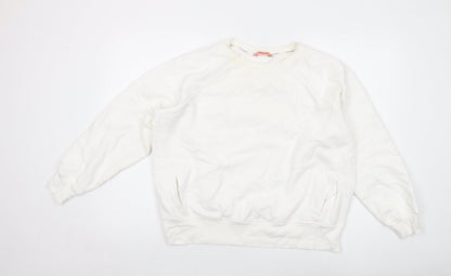 GOODMOVE Womens White Cotton Pullover Sweatshirt Size 16 Pullover