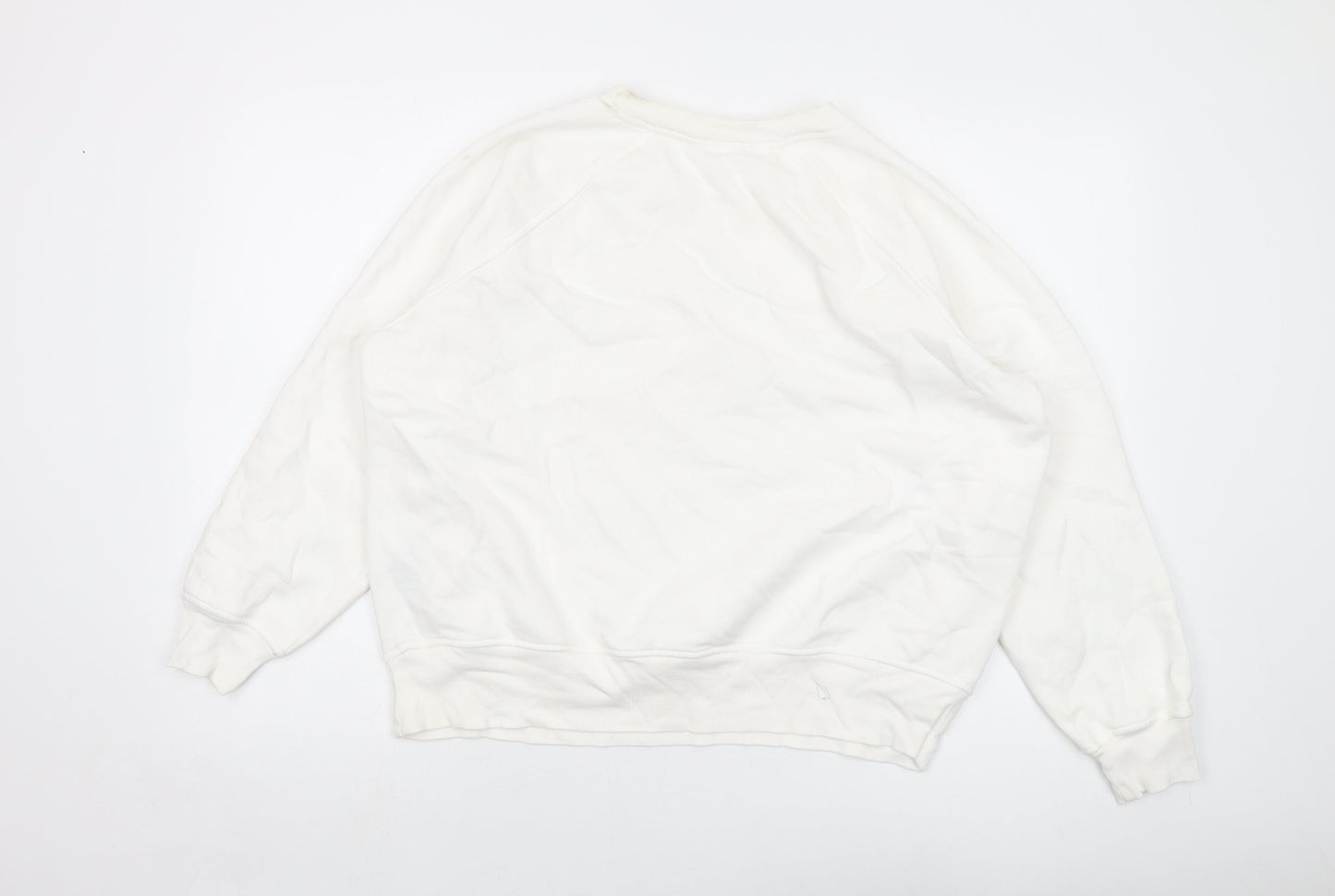 GOODMOVE Womens White Cotton Pullover Sweatshirt Size 16 Pullover