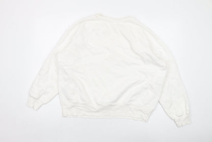 GOODMOVE Womens White Cotton Pullover Sweatshirt Size 16 Pullover