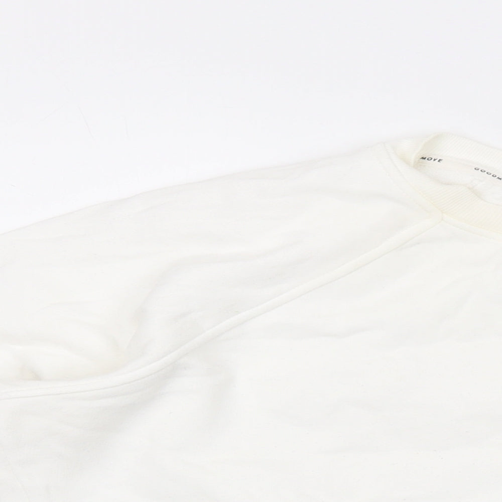 GOODMOVE Womens White Cotton Pullover Sweatshirt Size 16 Pullover