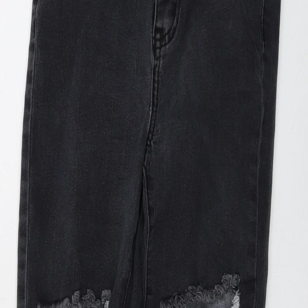 PRETTYLITTLETHING Womens Grey Cotton Skinny Jeans Size 8 L25 in Regular Button