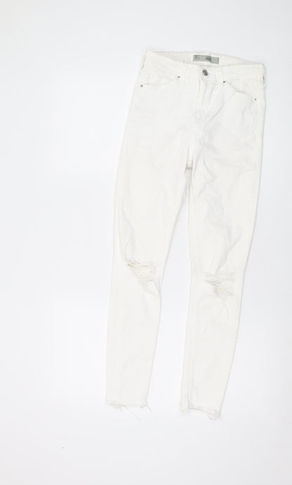 Topshop Womens Ivory Cotton Skinny Jeans Size 26 in L25 in Regular Button