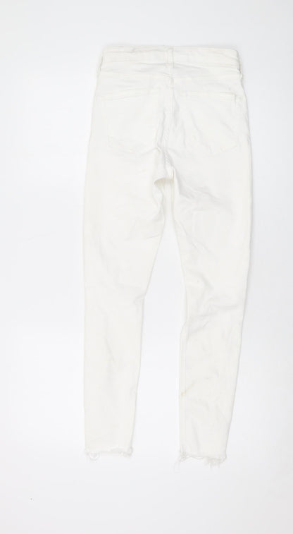 Topshop Womens Ivory Cotton Skinny Jeans Size 26 in L25 in Regular Button