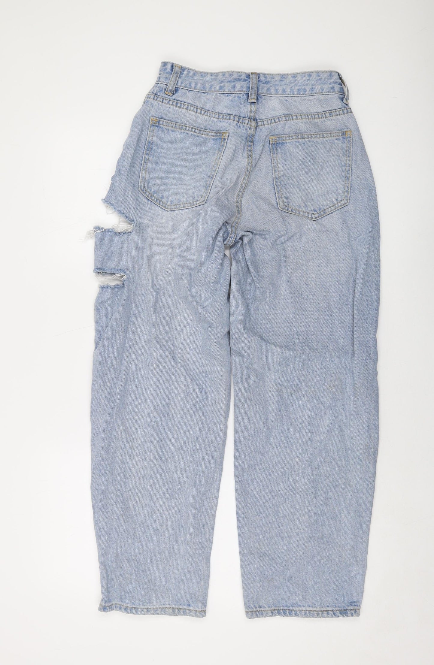 PRETTYLITTLETHING Womens Blue Cotton Mom Jeans Size 6 L27 in Regular Button
