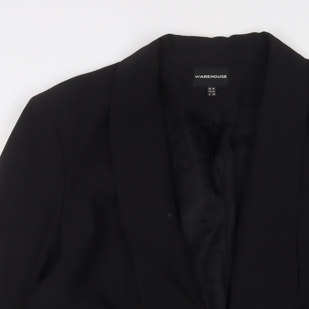 Warehouse Womens Black Jacket Blazer Size 16 Button