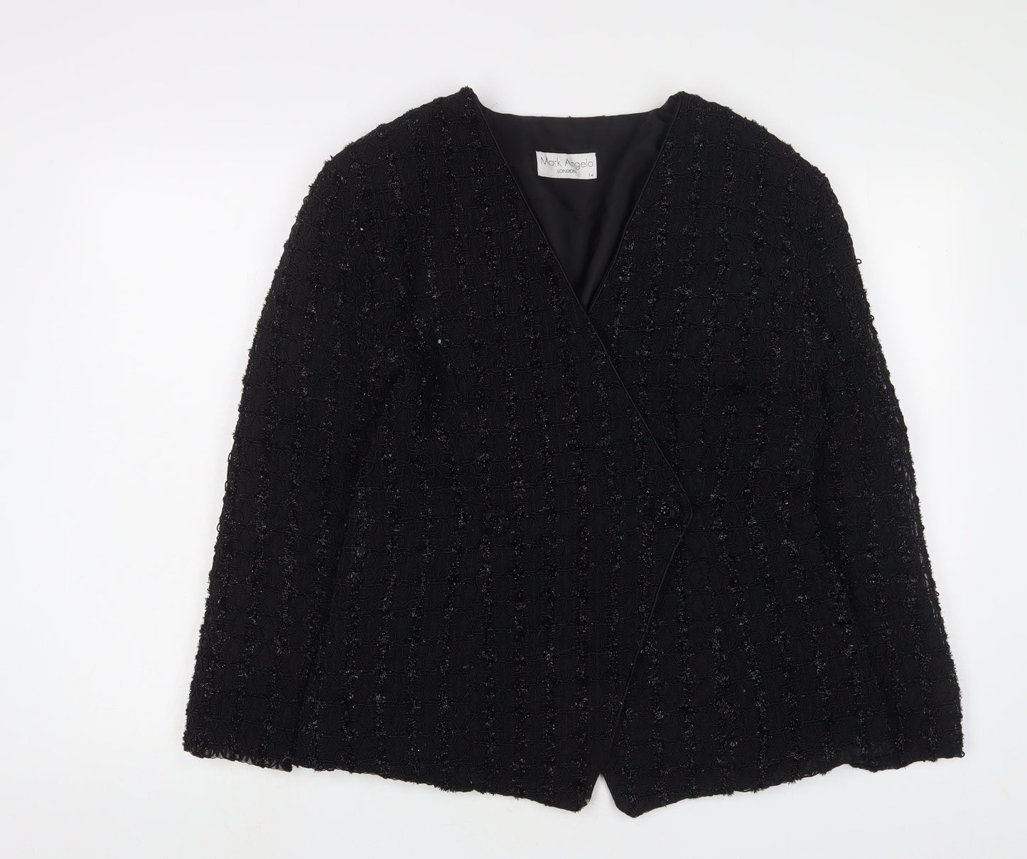 Mark Angelo Womens Black Jacket Blazer Size 14 Button