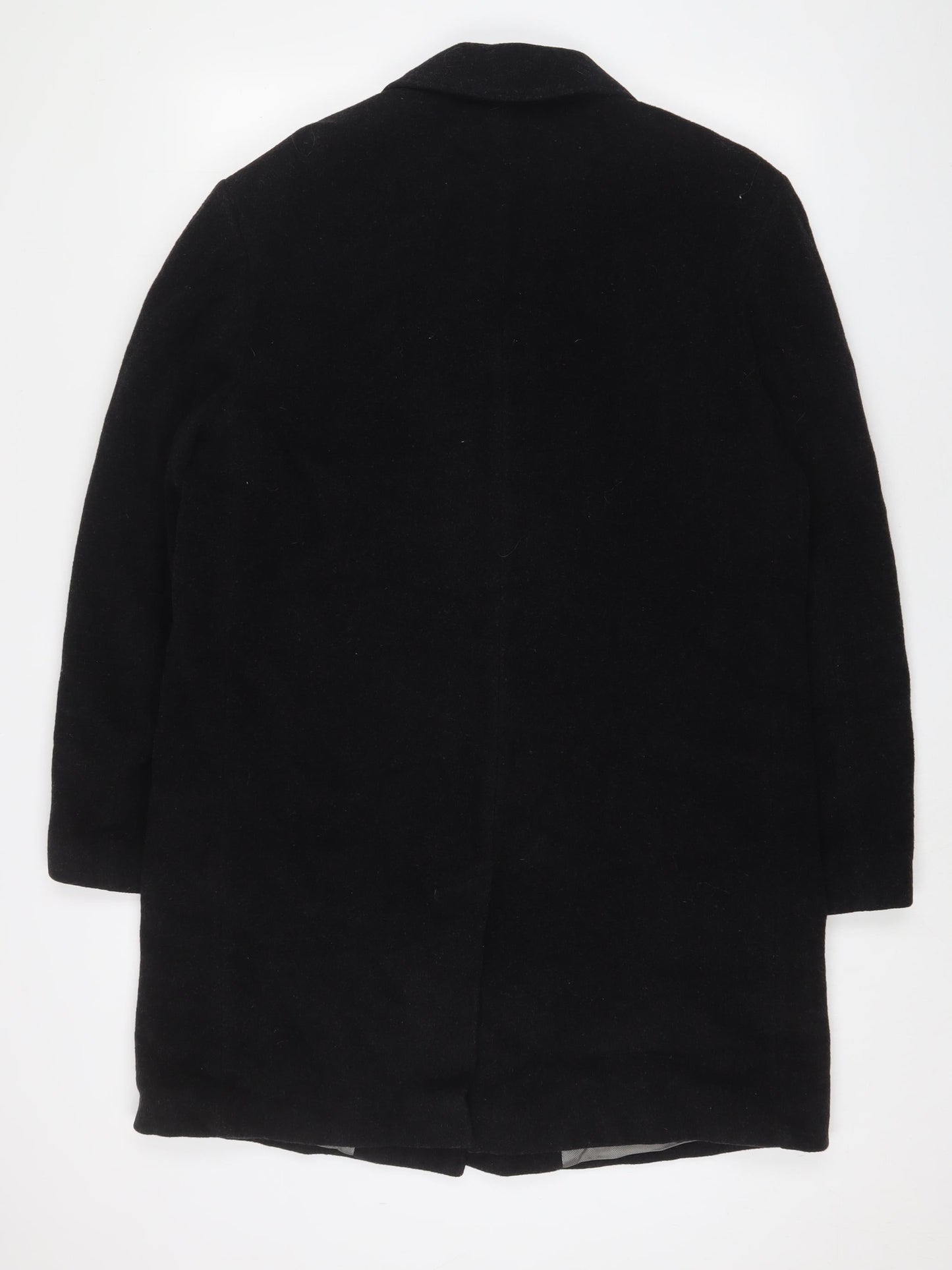 Baker Street Womens Black Overcoat Coat Size S Button
