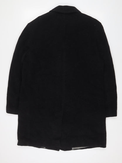 Baker Street Womens Black Overcoat Coat Size S Button