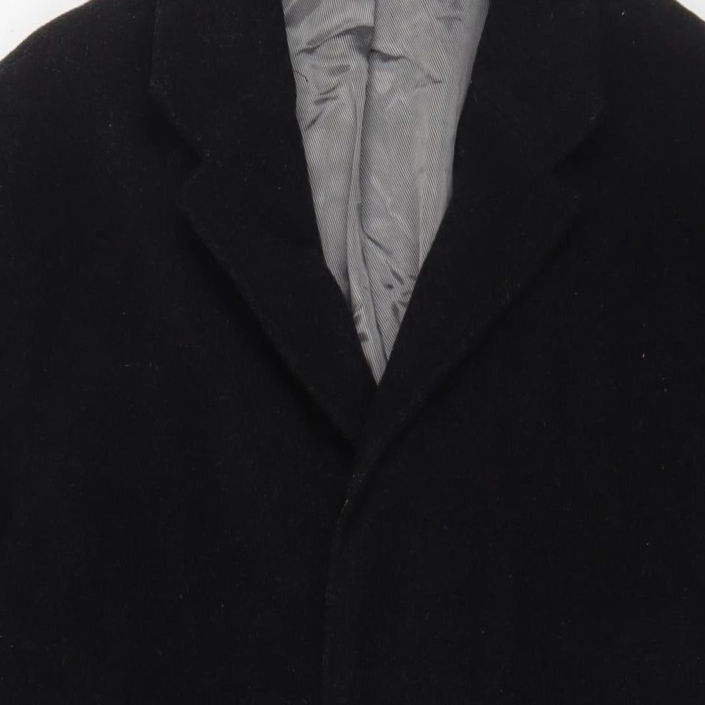Baker Street Womens Black Overcoat Coat Size S Button