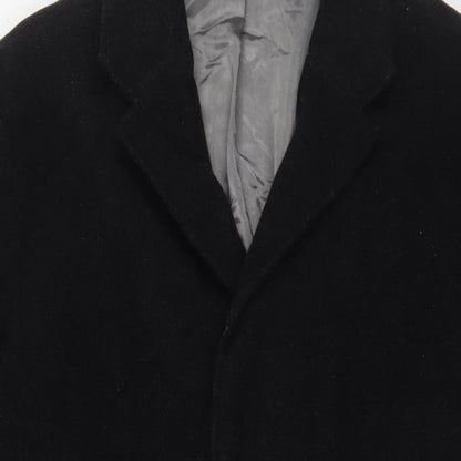 Baker Street Womens Black Overcoat Coat Size S Button