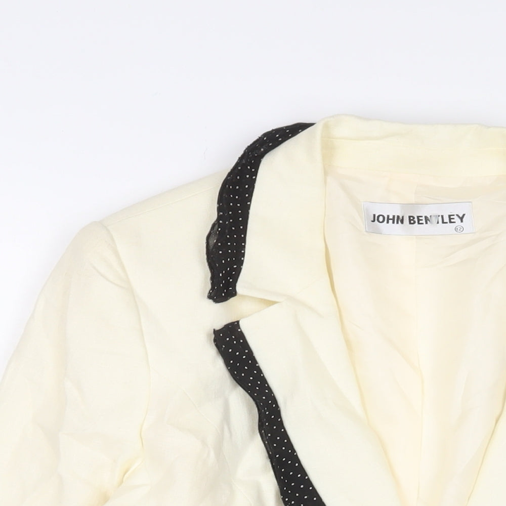John Bentley Womens Ivory Jacket Blazer Size 12 Button