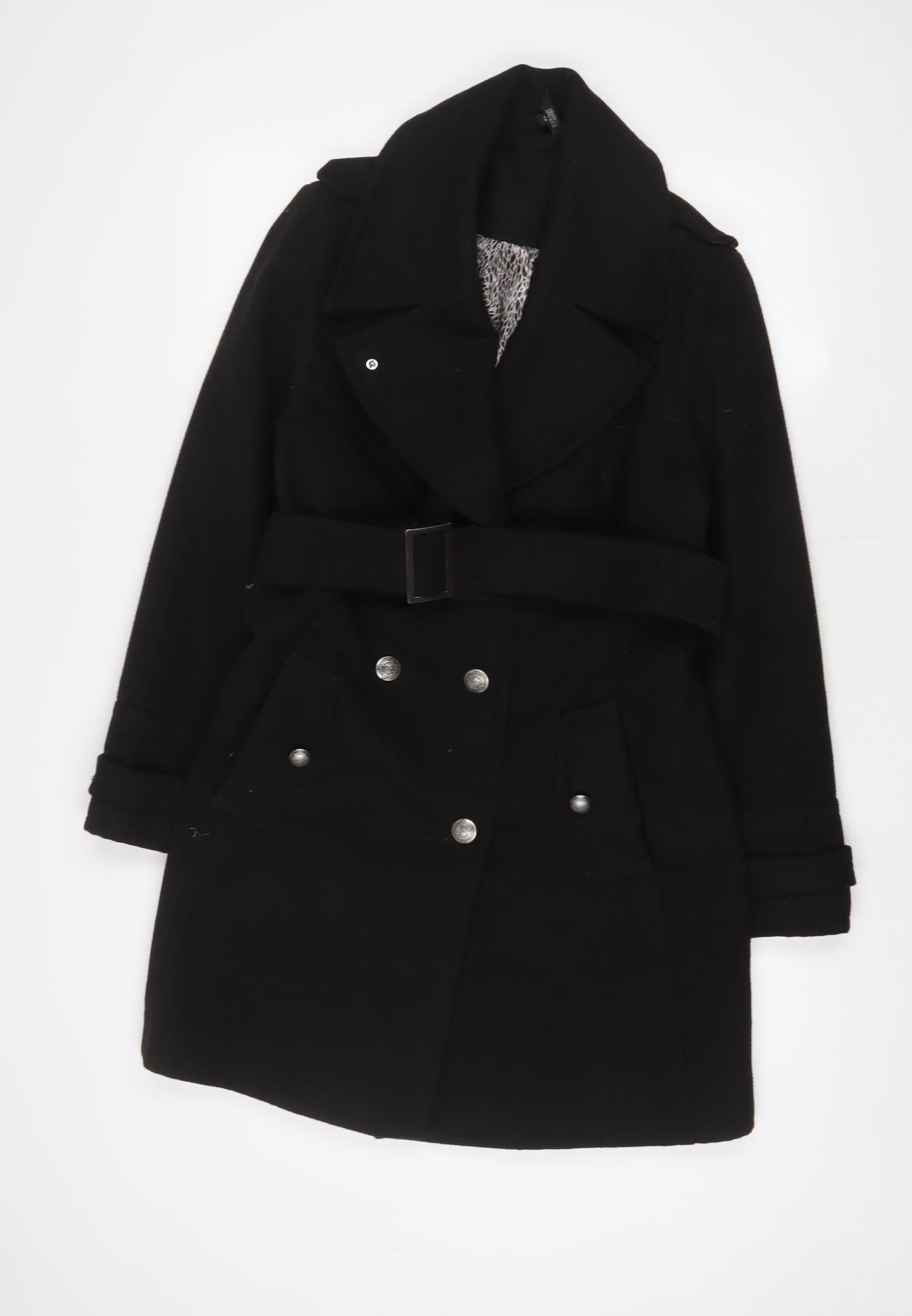 Womens UK Size 12 Marks and Spencer Black Overcoat