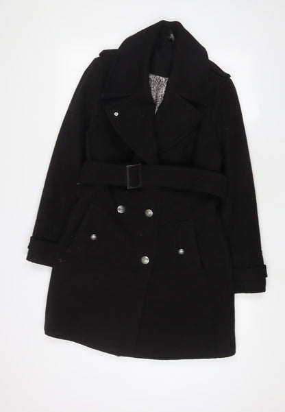 Womens UK Size 12 Marks and Spencer Black Overcoat