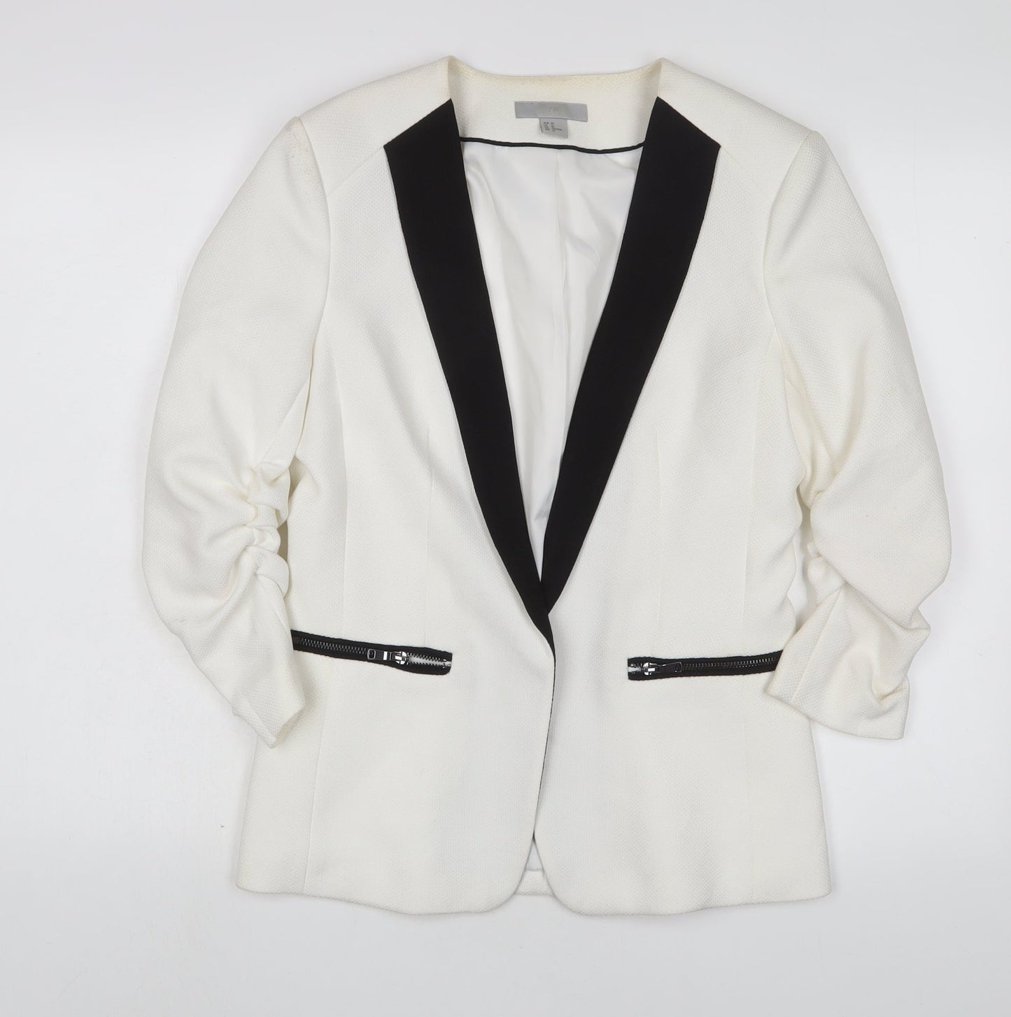 H&M Womens White Jacket Blazer Size 12 - Open