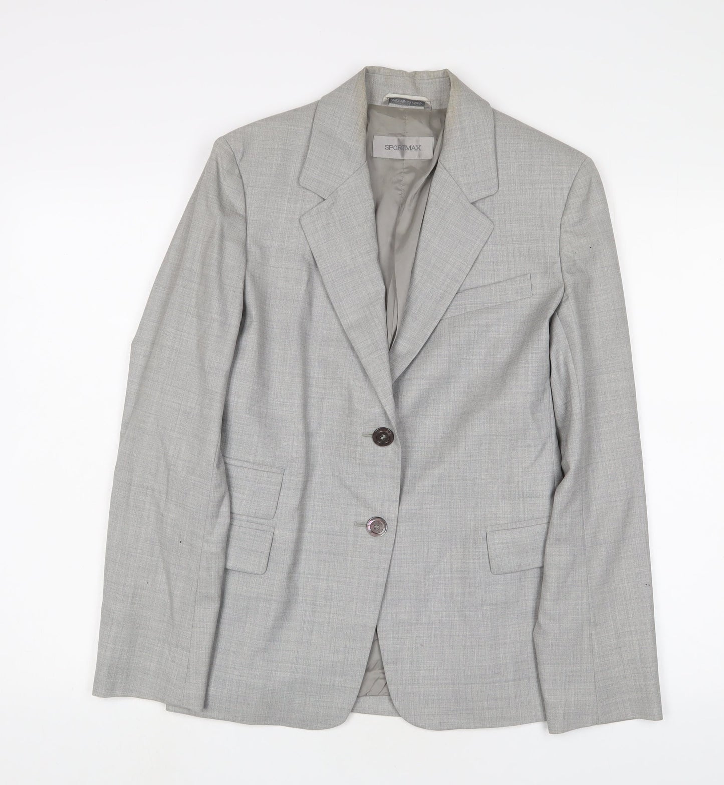Sportmax Womens Grey Jacket Blazer Size 10 Button