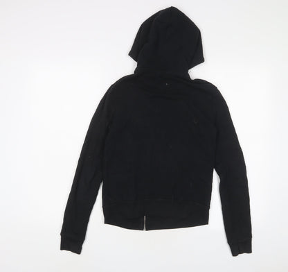 Hollister Womens Black Cotton Full Zip Hoodie Size XS Zip - Logo, Embroidered