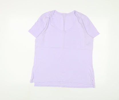 Lands' End Womens Purple Cotton Basic T-Shirt Size M Scoop Neck