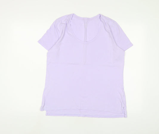 Lands' End Womens Purple Cotton Basic T-Shirt Size M Scoop Neck
