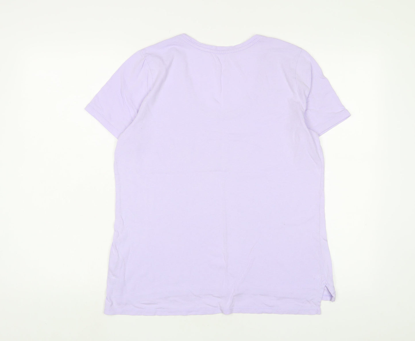 Lands' End Womens Purple Cotton Basic T-Shirt Size M Scoop Neck