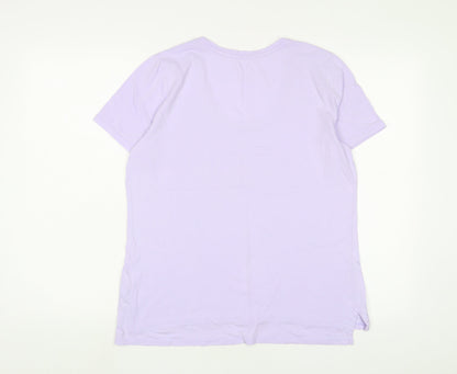 Lands' End Womens Purple Cotton Basic T-Shirt Size M Scoop Neck