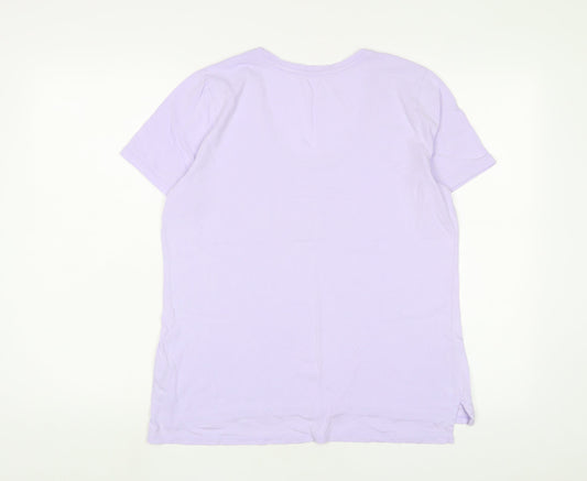 Lands' End Womens Purple Cotton Basic T-Shirt Size M Scoop Neck