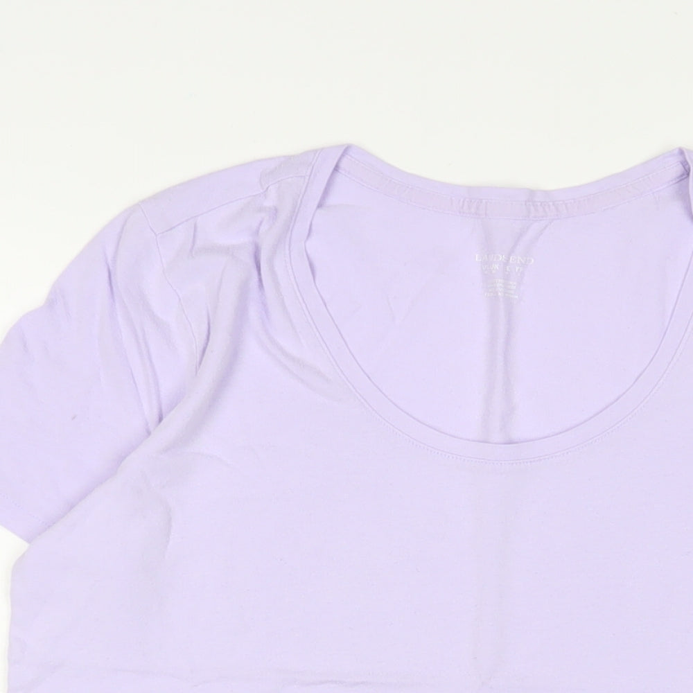 Lands' End Womens Purple Cotton Basic T-Shirt Size M Scoop Neck