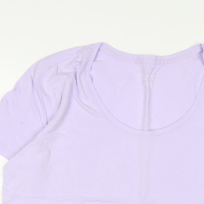 Lands' End Womens Purple Cotton Basic T-Shirt Size M Scoop Neck
