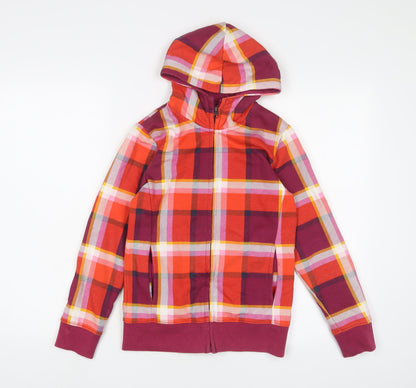 Yigga Girls Multicoloured Plaid Cotton Full Zip Hoodie Size 11-12 Years Pullover
