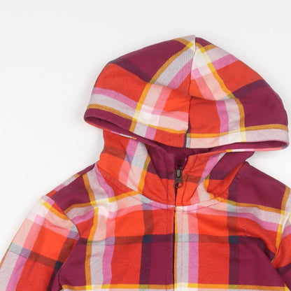 Yigga Girls Multicoloured Plaid Cotton Full Zip Hoodie Size 11-12 Years Pullover