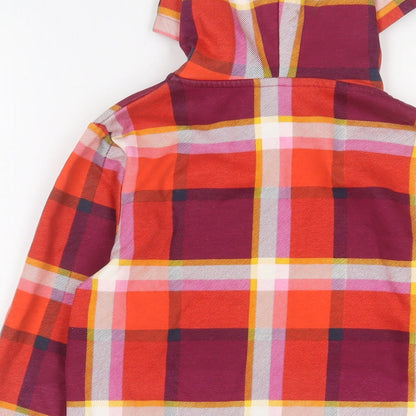 Yigga Girls Multicoloured Plaid Cotton Full Zip Hoodie Size 11-12 Years Pullover