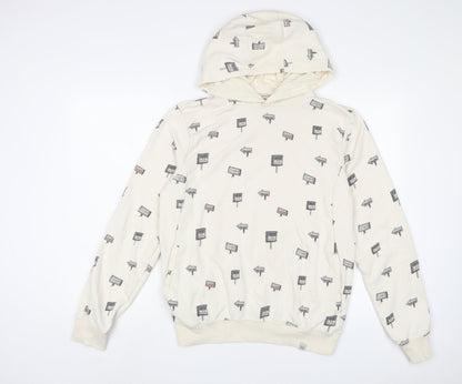 Mens UK Size M Blend Beige Pullover Hoodie