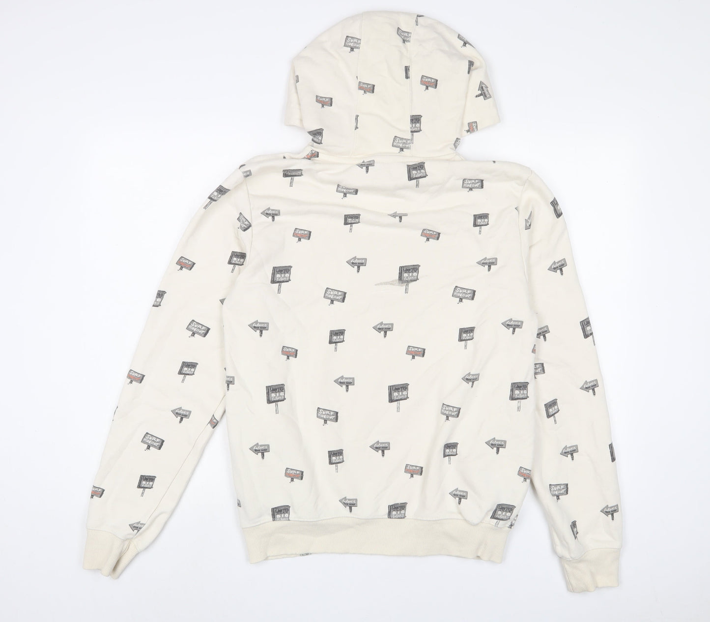 Mens UK Size M Blend Beige Pullover Hoodie