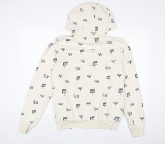 Mens UK Size M Blend Beige Pullover Hoodie