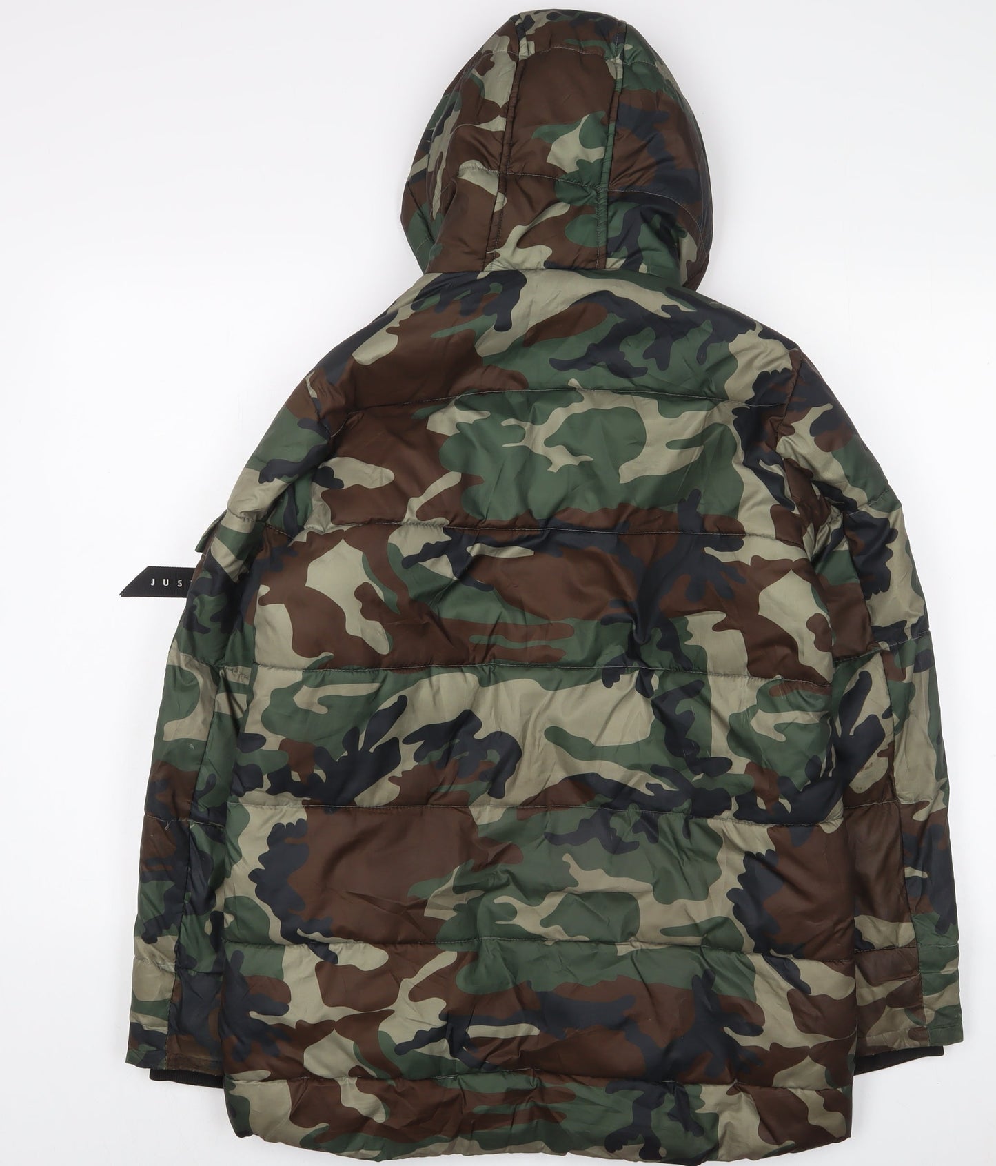 Hype Boys Green Camouflage Quilted Coat Size 13 Years Zip