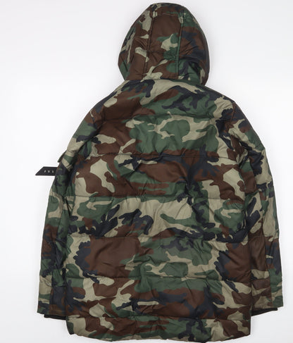 Hype Boys Green Camouflage Quilted Coat Size 13 Years Zip