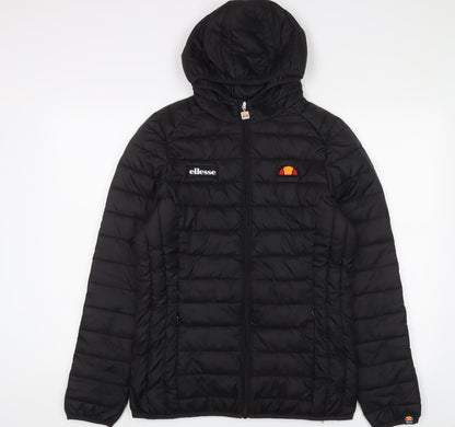 ellesse Womens Black Puffer Jacket Jacket Size 10 Zip - Logo, Embroidered