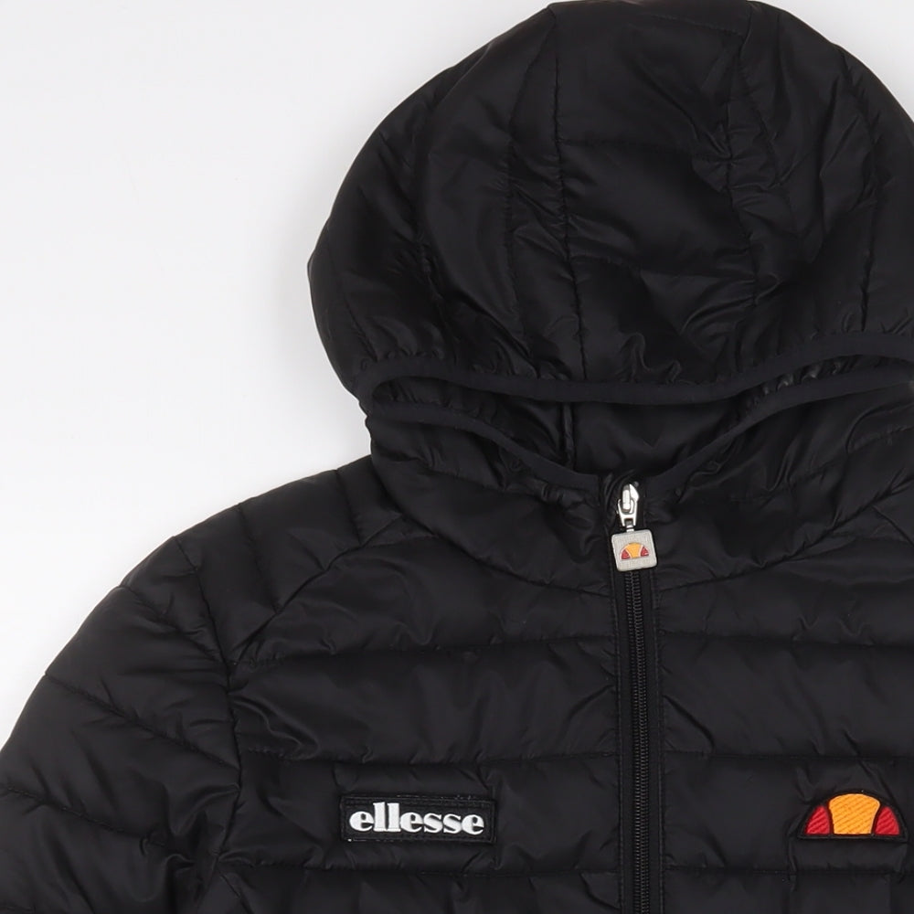 ellesse Womens Black Puffer Jacket Jacket Size 10 Zip - Logo, Embroidered