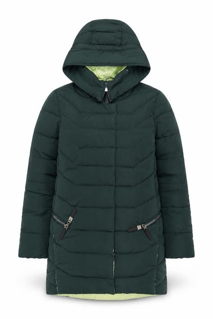 PEERCAT Womens Green Quilted Coat Size M Zip - Zip Pockets