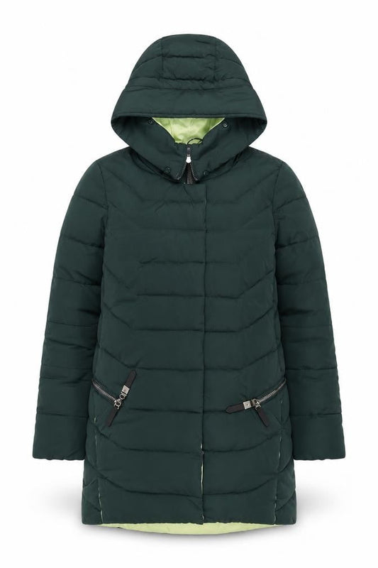 PEERCAT Womens Green Quilted Coat Size M Zip - Zip Pockets