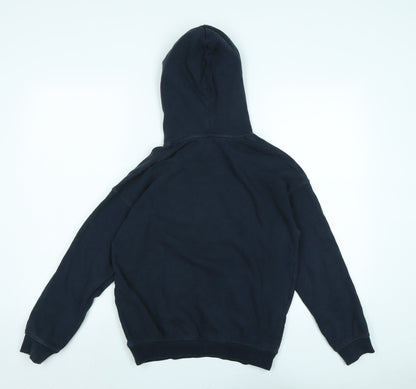 H&M Girls Blue Polyester Pullover Hoodie Size 10-11 Years - Epic level - metallic Green in colour