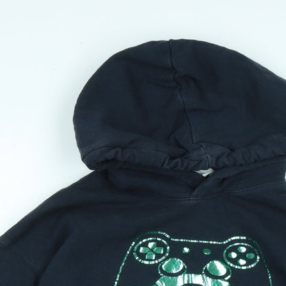 H&M Girls Blue Polyester Pullover Hoodie Size 10-11 Years - Epic level - metallic Green in colour