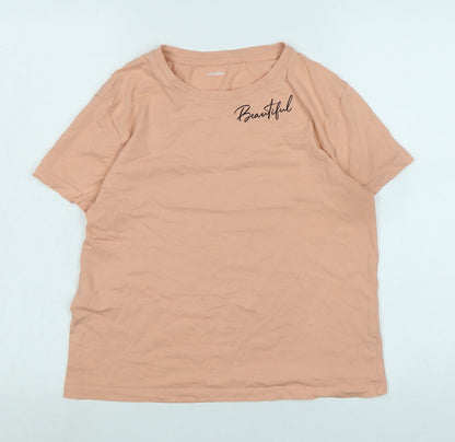 beautiful Girls Orange Cotton Basic T-Shirt Size 14-15 Years Crew Neck - Logo -Beautiful