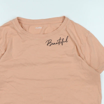 beautiful Girls Orange Cotton Basic T-Shirt Size 14-15 Years Crew Neck - Logo -Beautiful